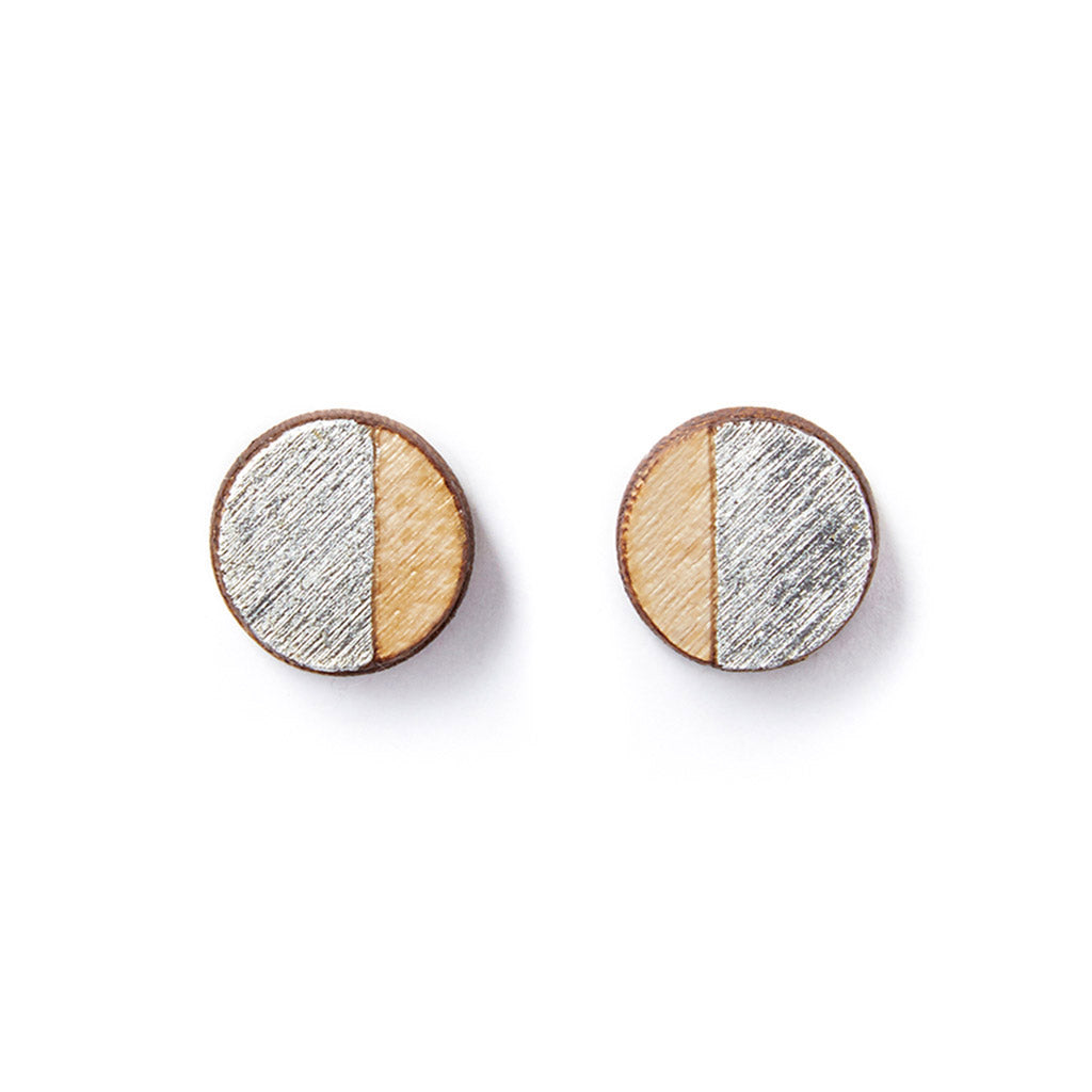 Round Wooden Studs Earrings