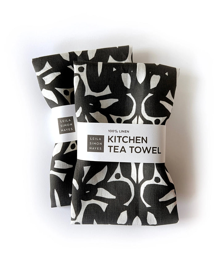 Trellis Tea Towel, black/white