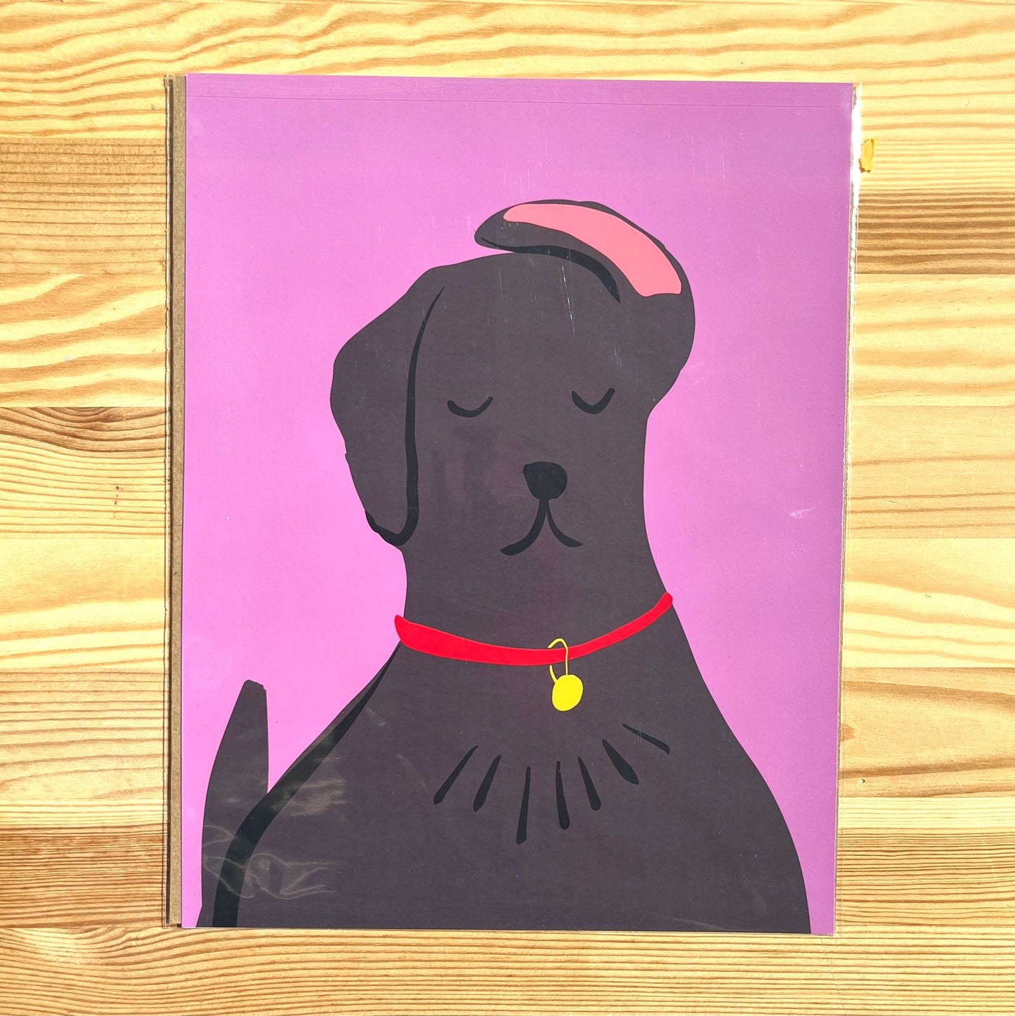Black Dog on Purple Art Print
