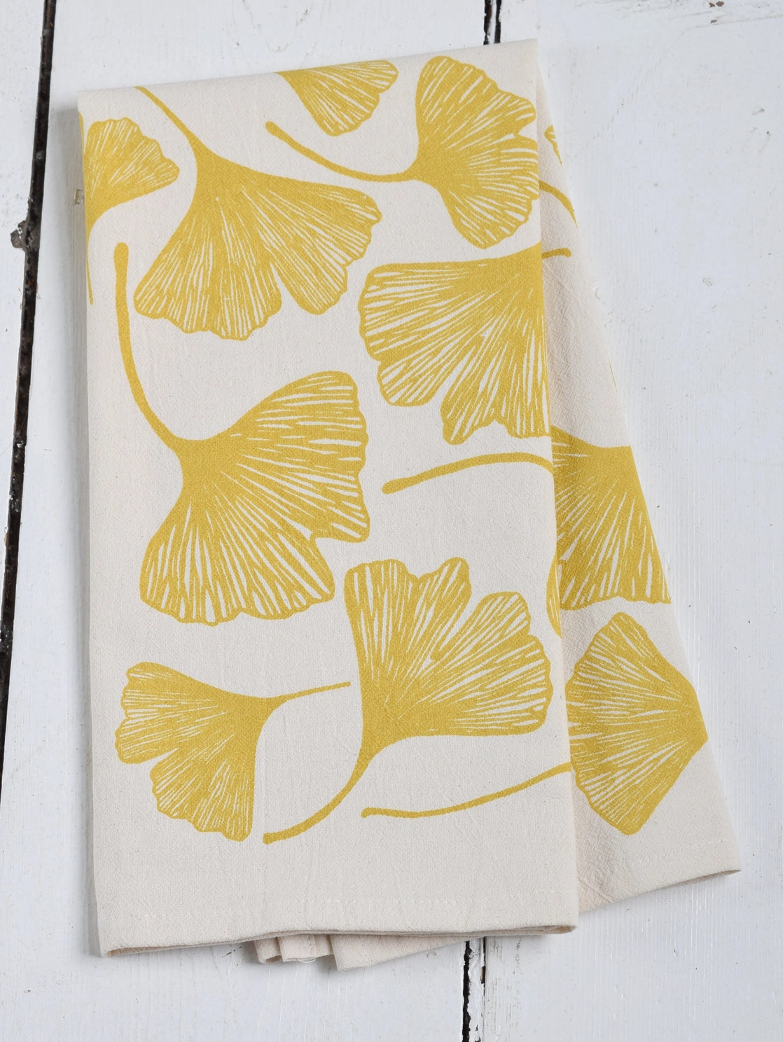 Yellow Gingko Leaf Oversized Tea Towel