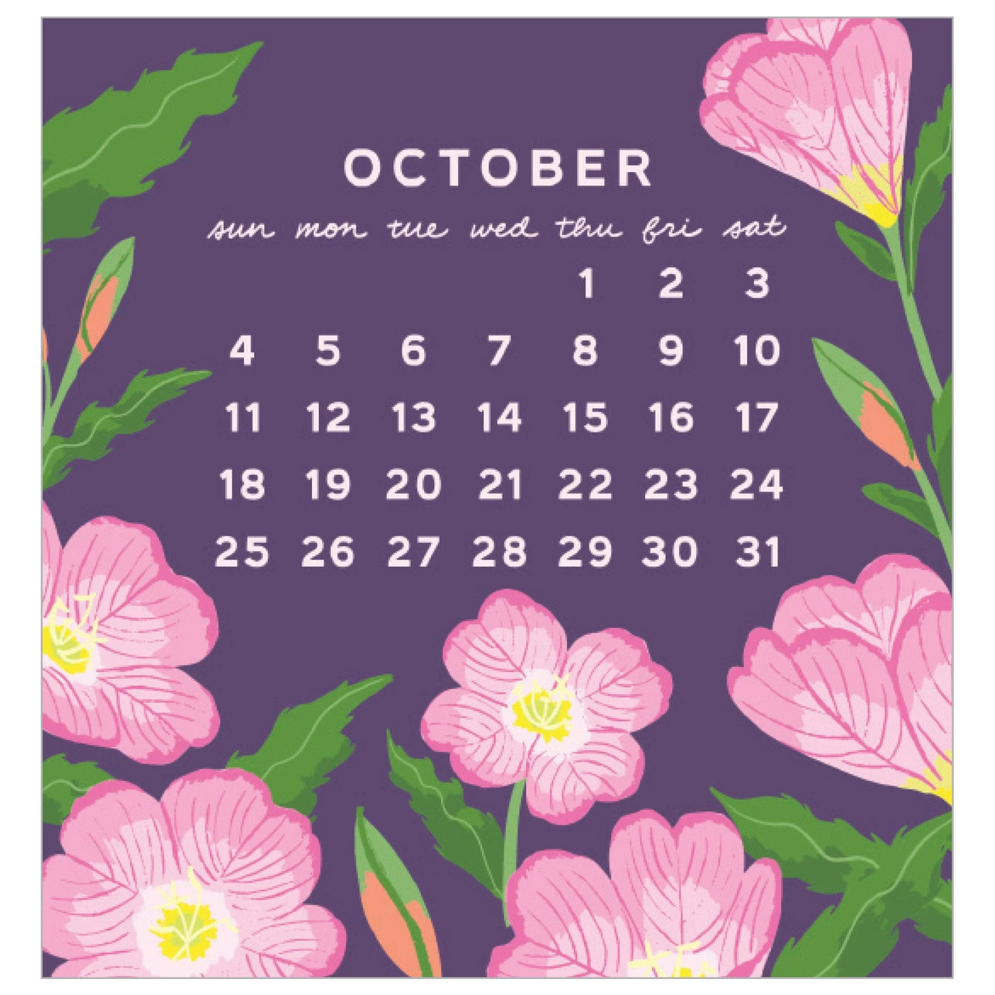 2026 Mini Calendar - Blossoms