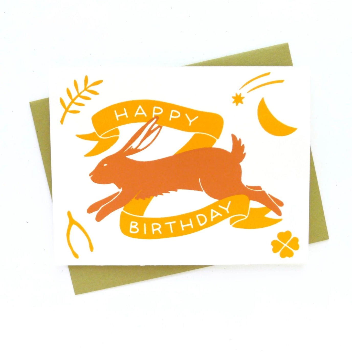 Orange Bunny Birthday Card