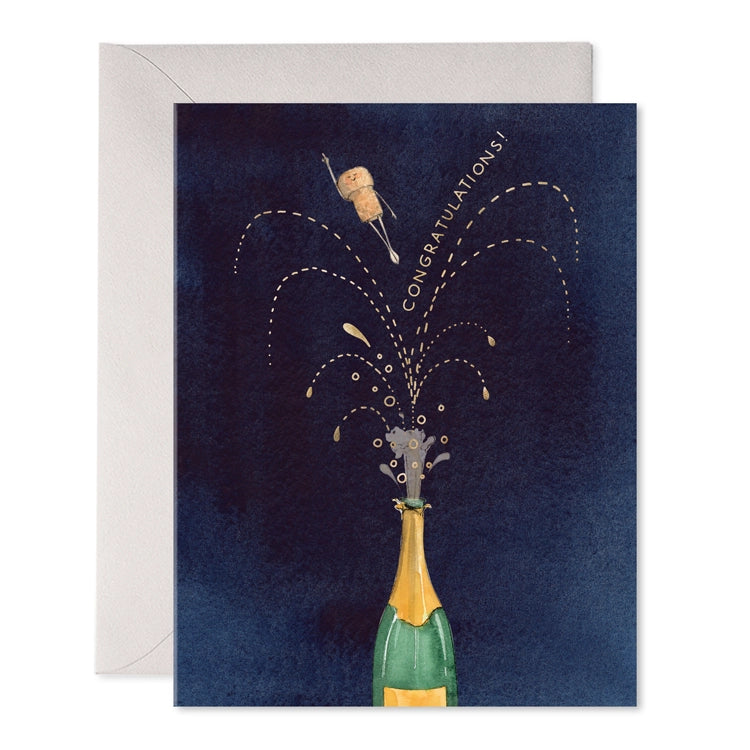 Flying Cork Champagne Congratulations Card