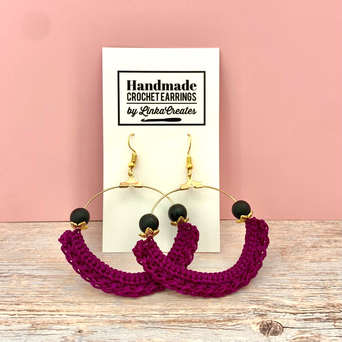 Purple Crochet Hoop Earrings