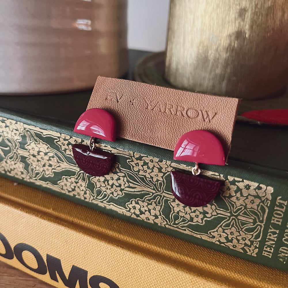 Burgundy and Magenta Earrings