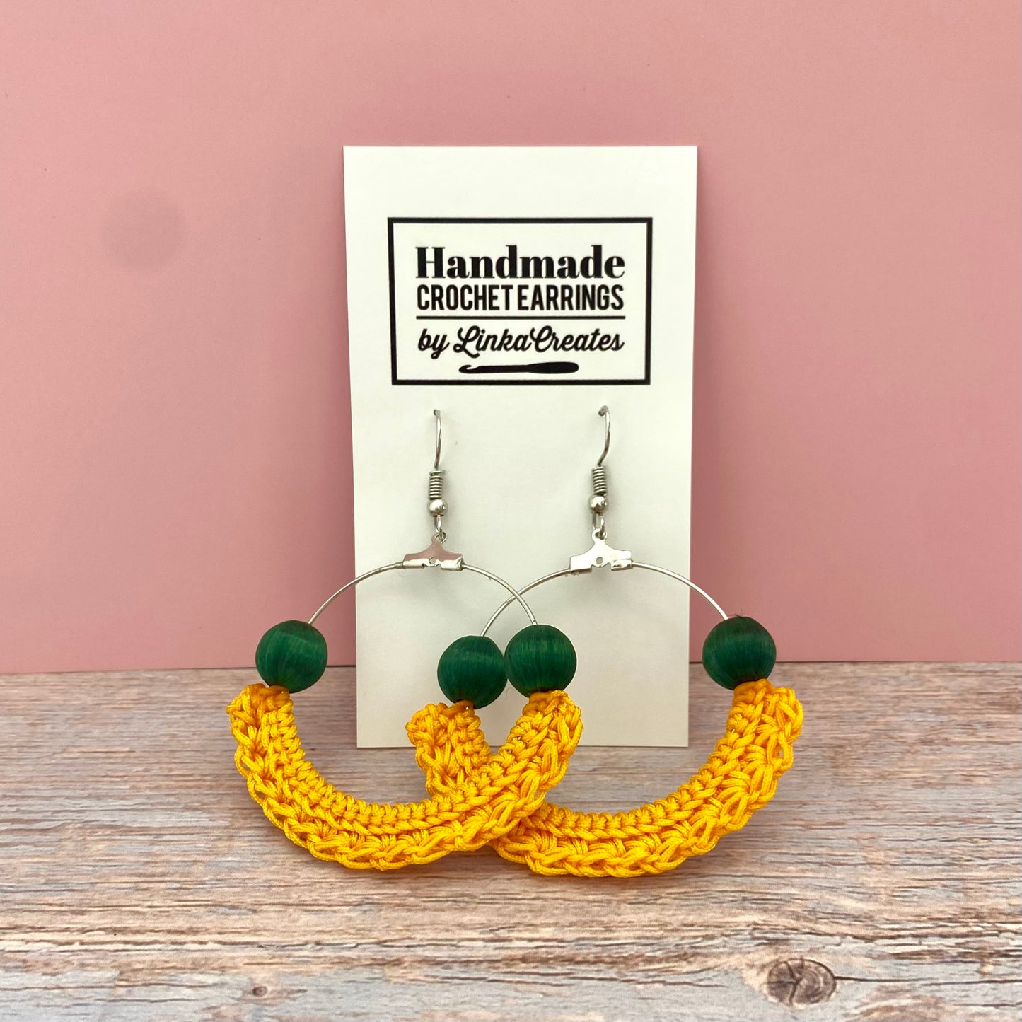 Yellow Crochet Hoop Earrings