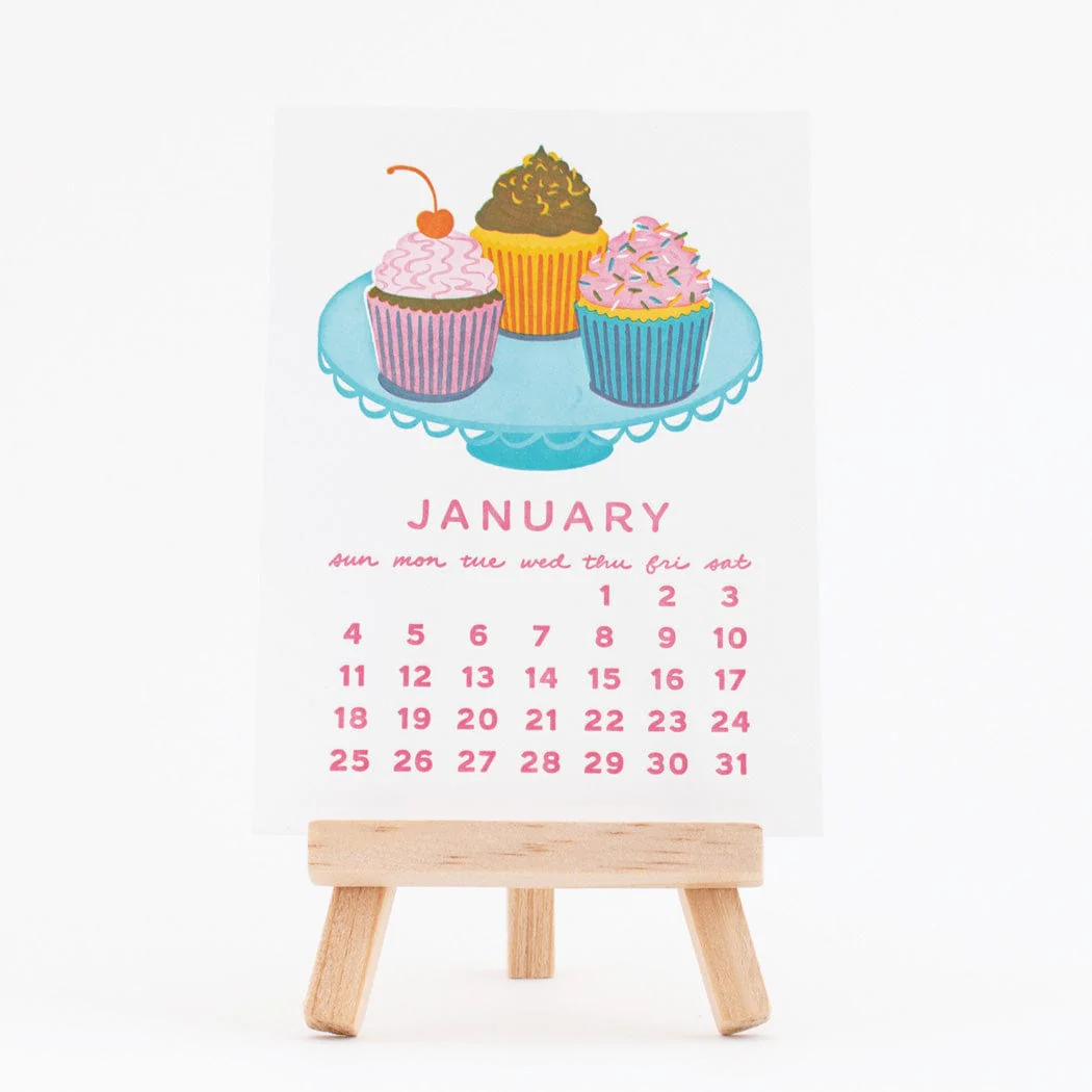 2026 Mini Easel Desk Calendar - Sweet Treats