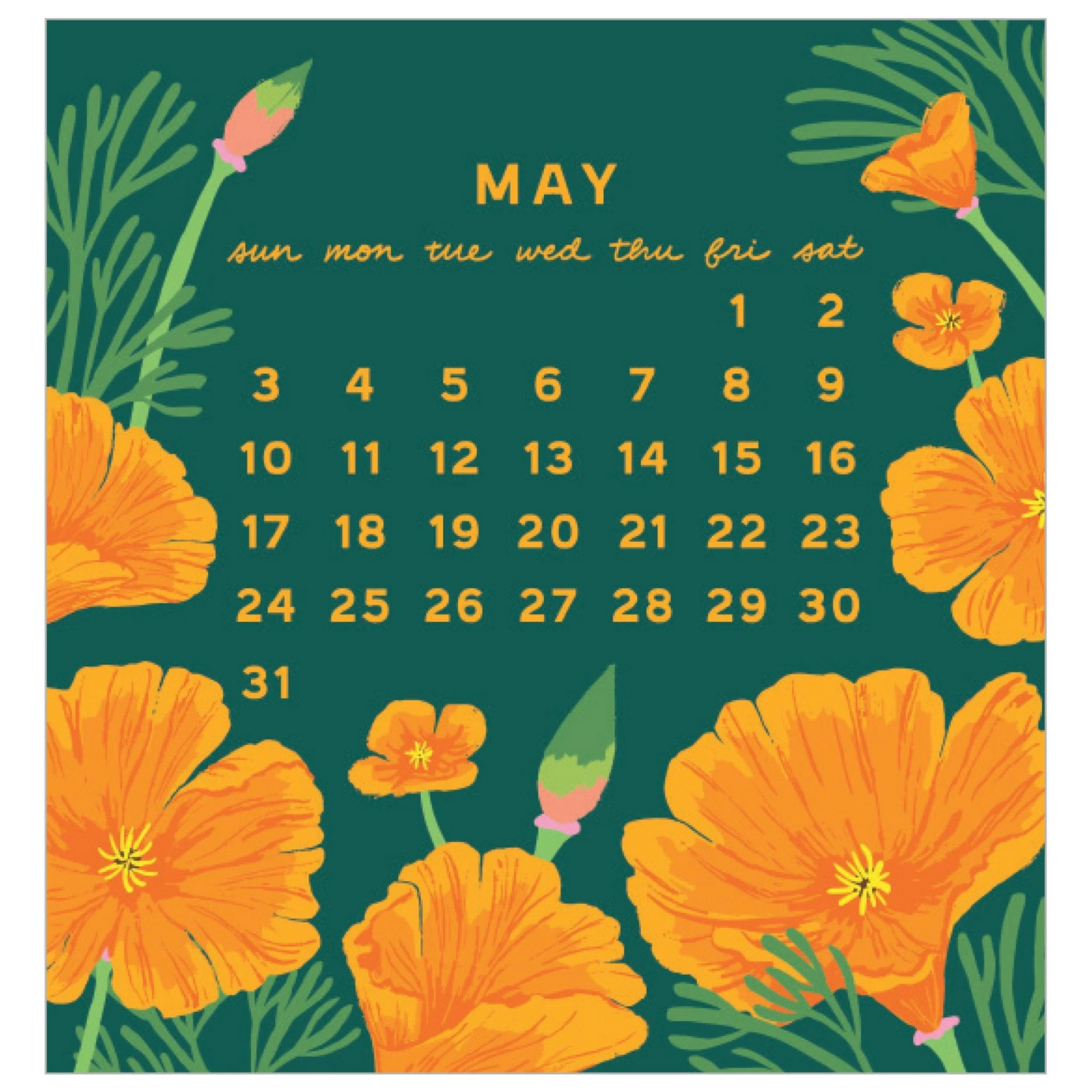 2026 Mini Calendar - Blossoms