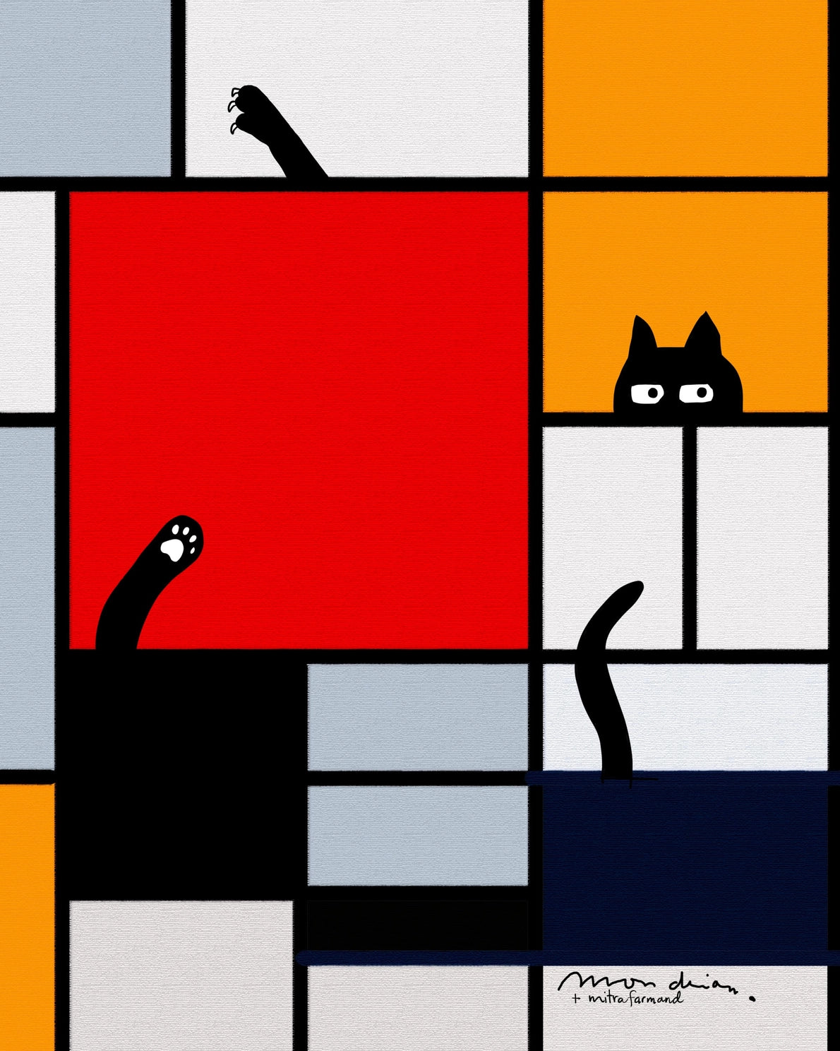 Cats in Famous Paintings - Mondrian