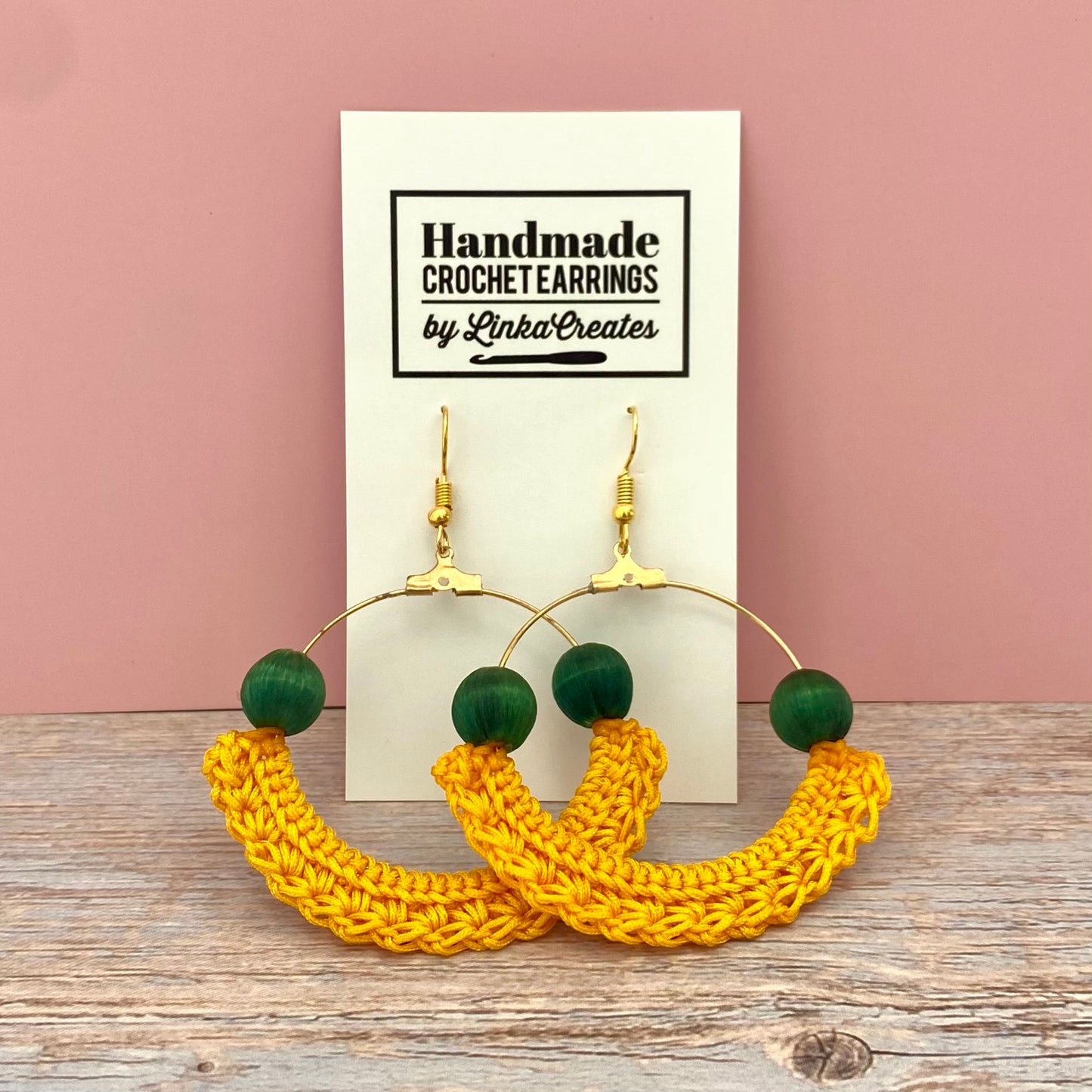 Yellow Crochet Hoop Earrings