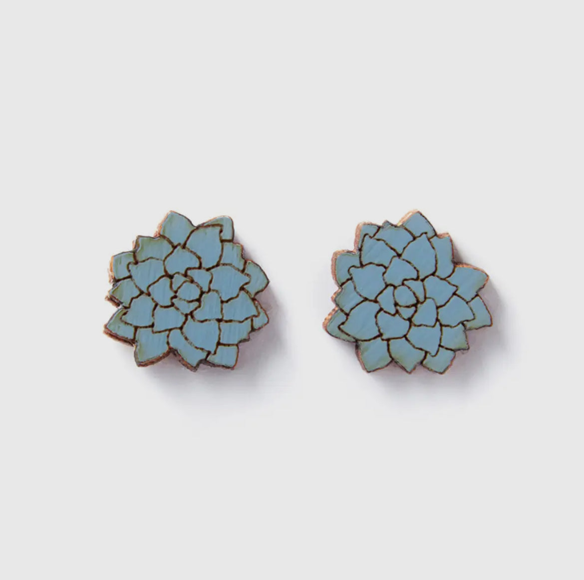 Wooden Flower - Stud Earrings
