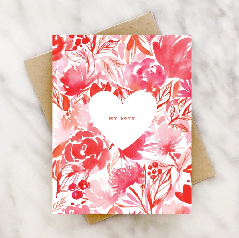 My Love (Pink Floral) Card