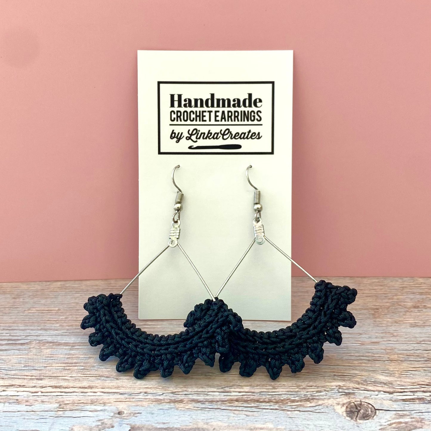 Black Crochet Semicircle Earrings