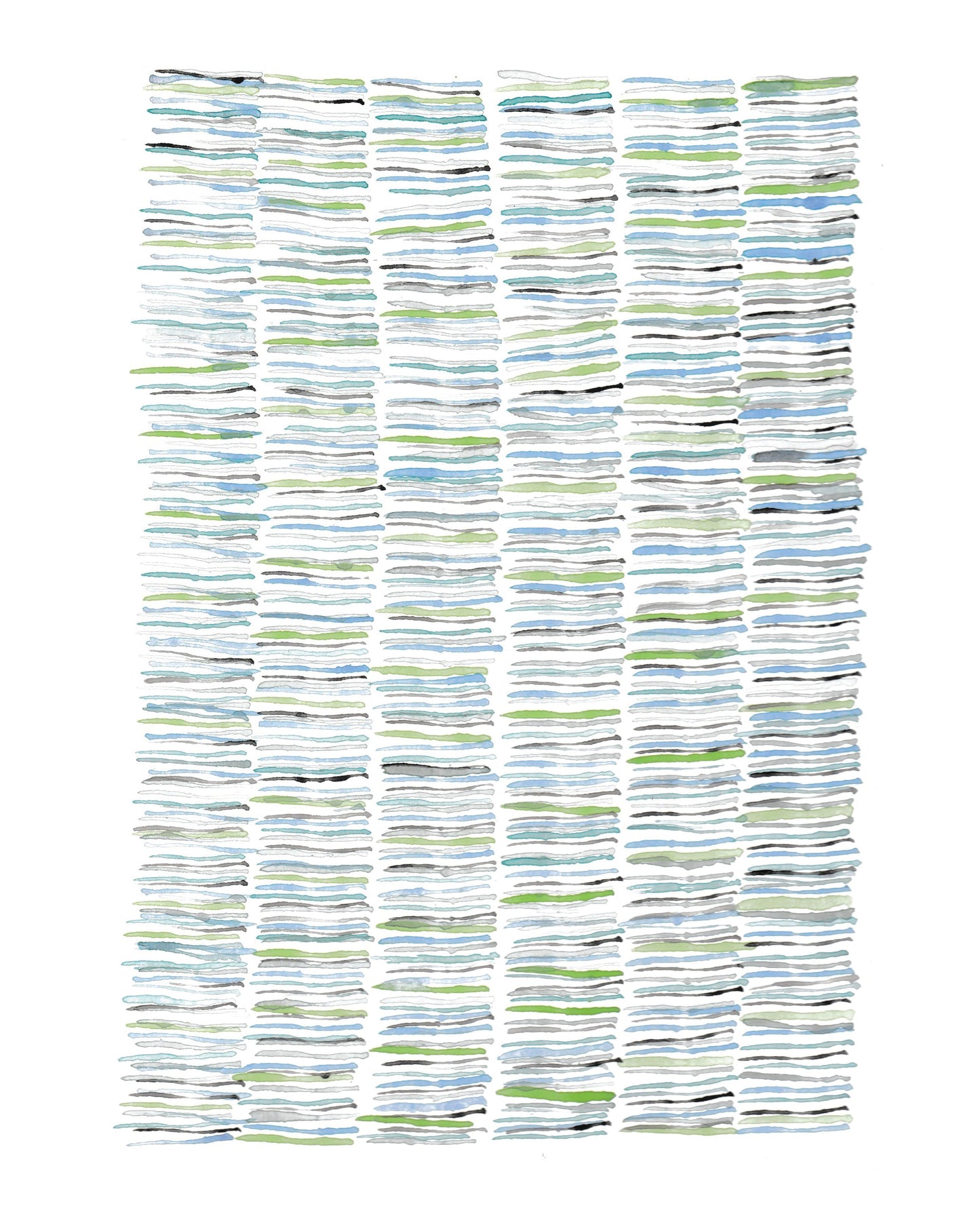 Blue + Green Stripes Art Print (1108)
