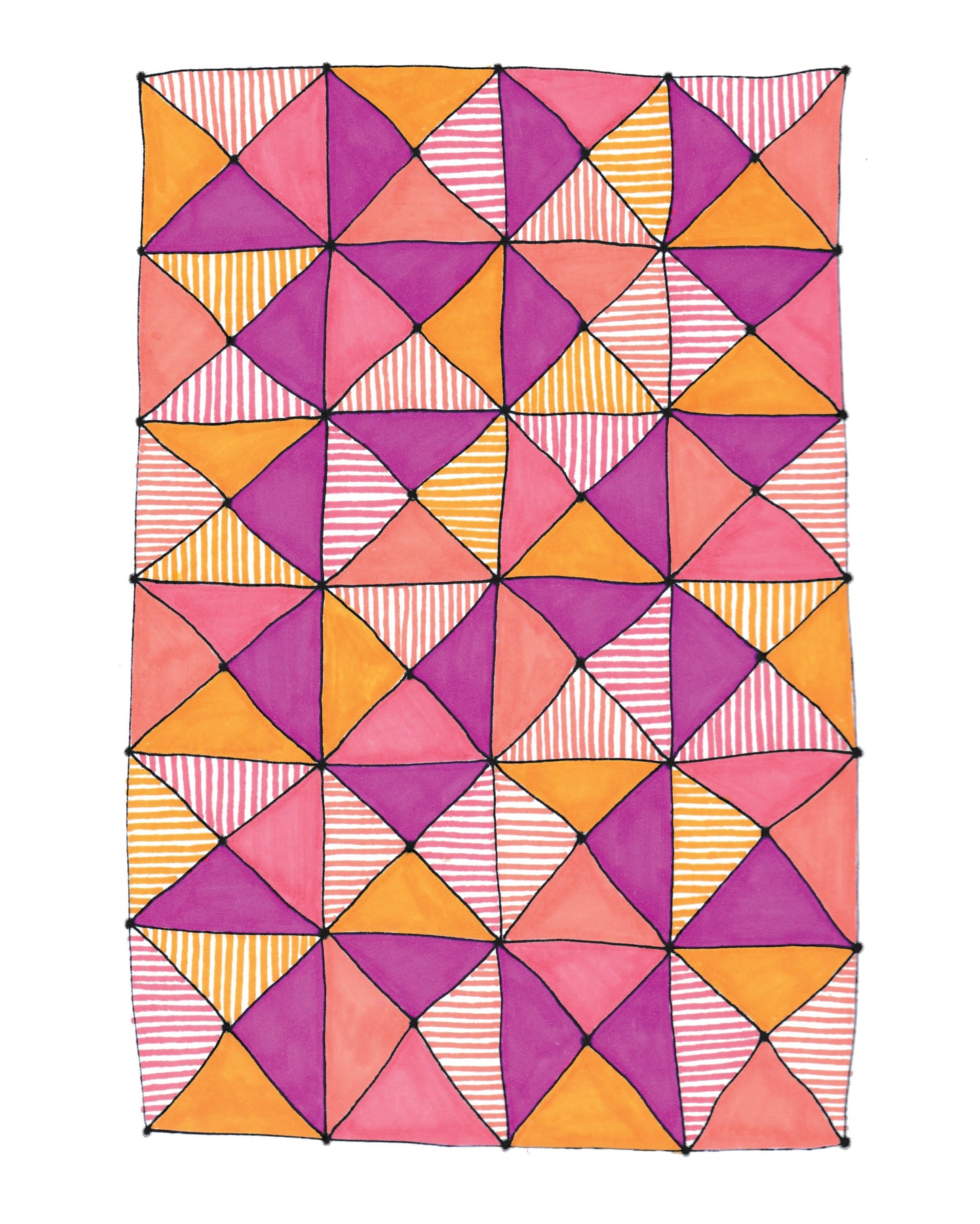 Pink Geometric Art Print (1215)