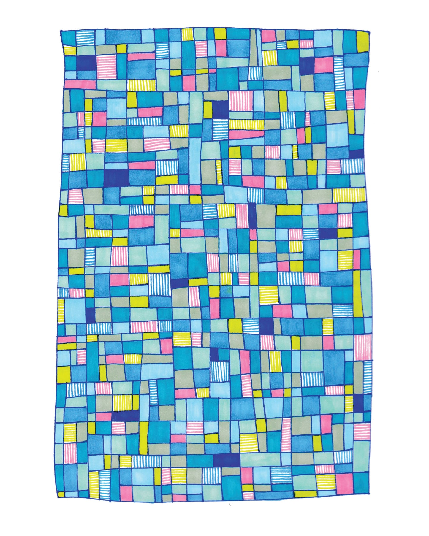 Blue + Pink Boxes Art Print (1228)