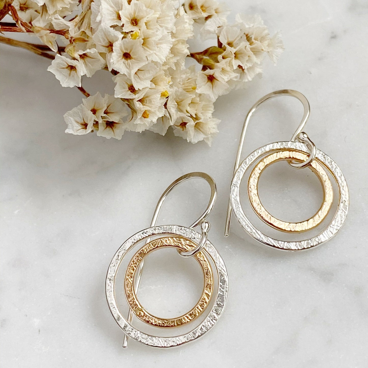 Double Halo Drop Earrings