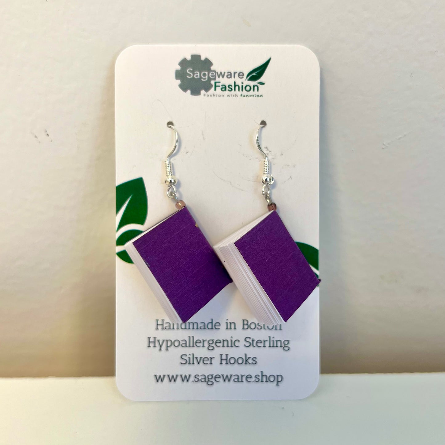 Mini Book Earrings by Sageware Fashion