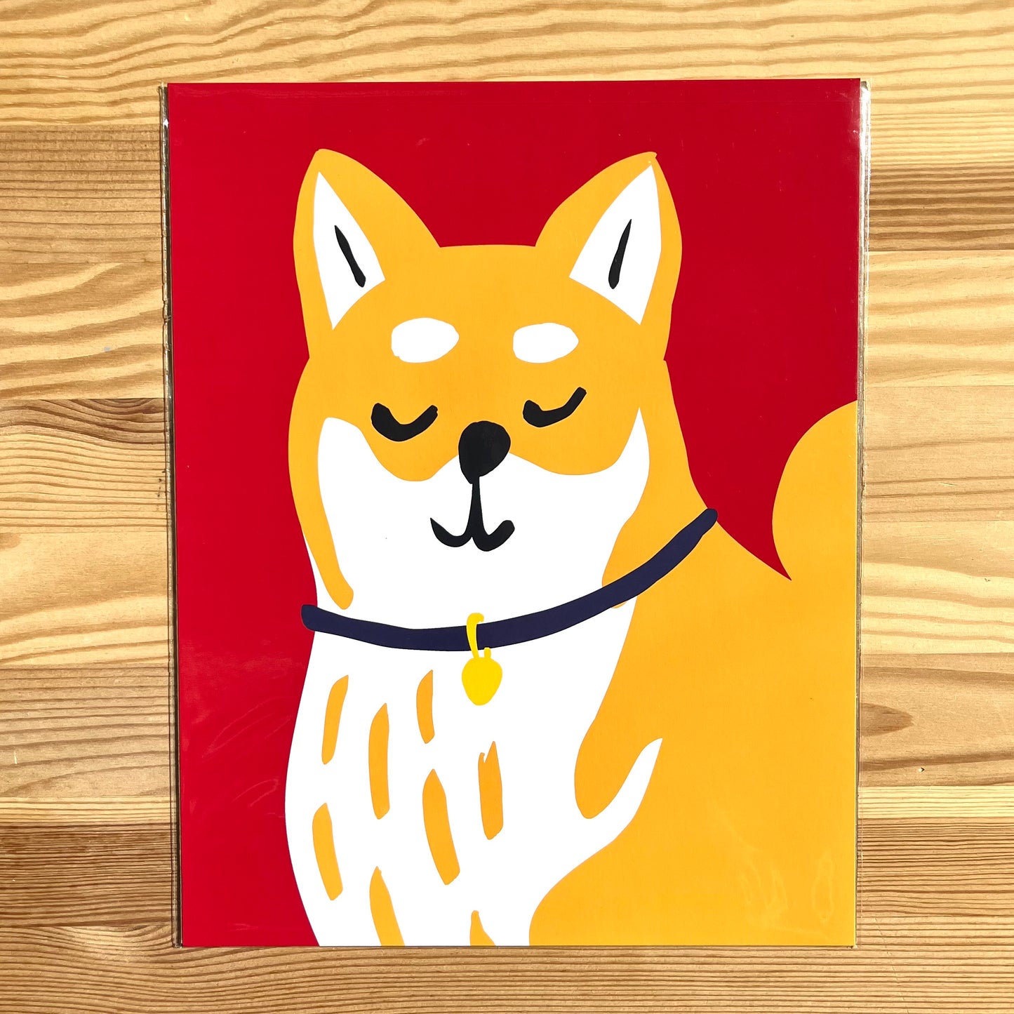 Yellow Dog on Red Art Print
