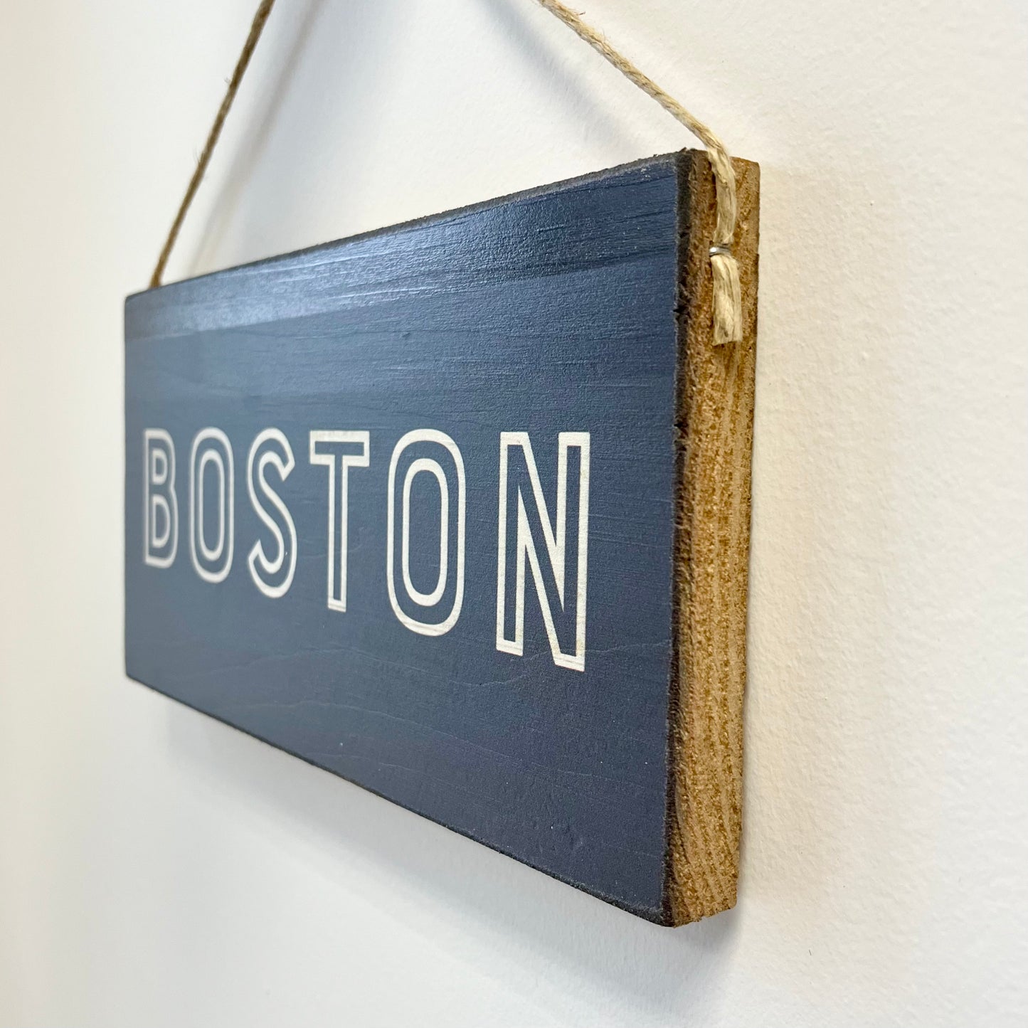 Boston wooden hanging sign