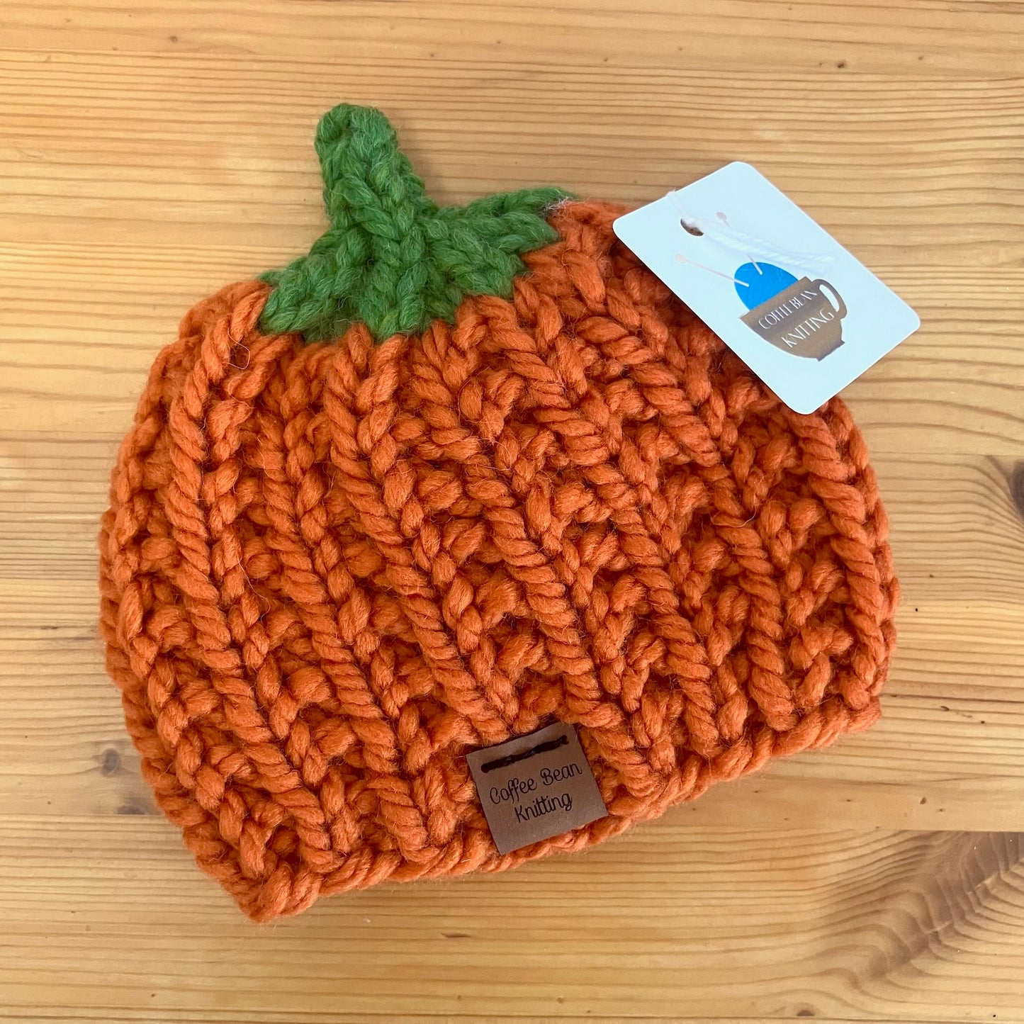 Handmade Knit Hat - Pumpkin Orange