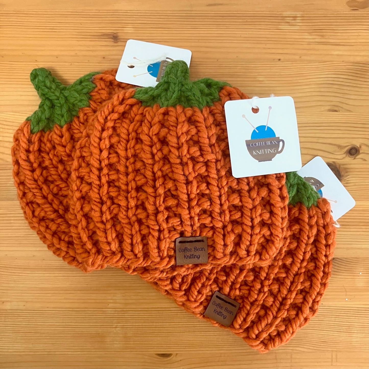 Handmade Knit Hat - Pumpkin Orange