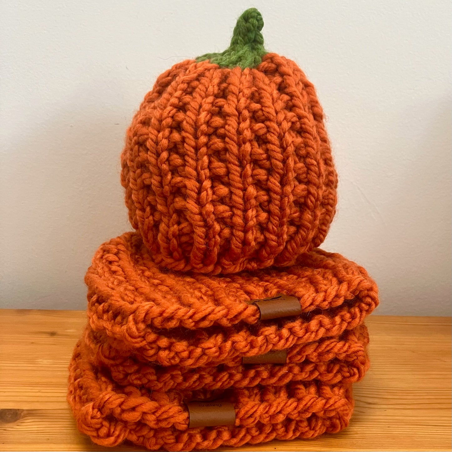 Handmade Knit Hat - Pumpkin Orange