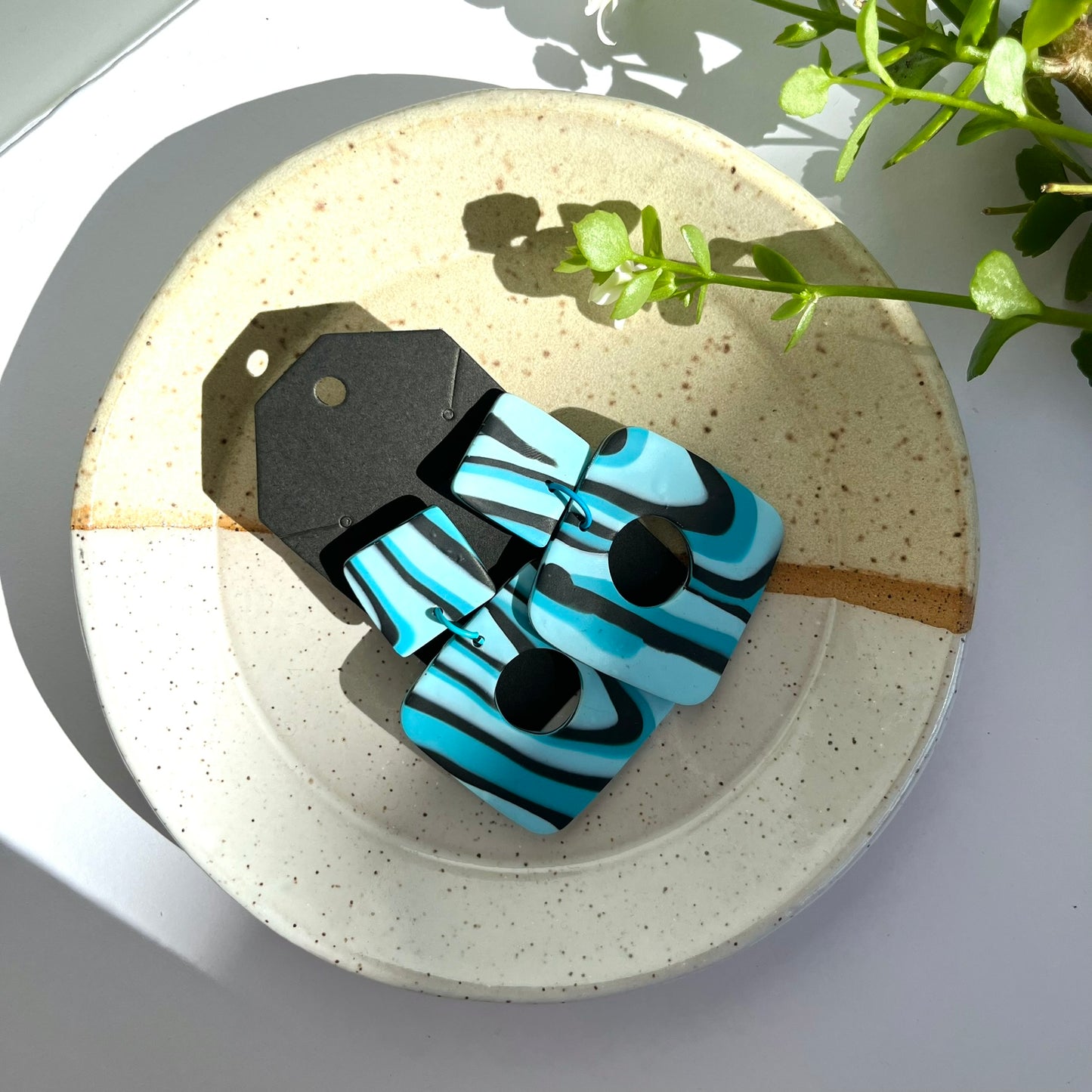 Blue Square Earrings