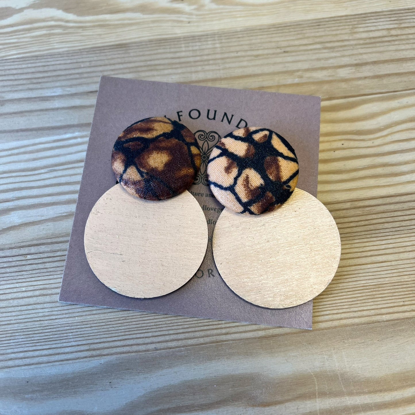Button & Painted Wood Earrings