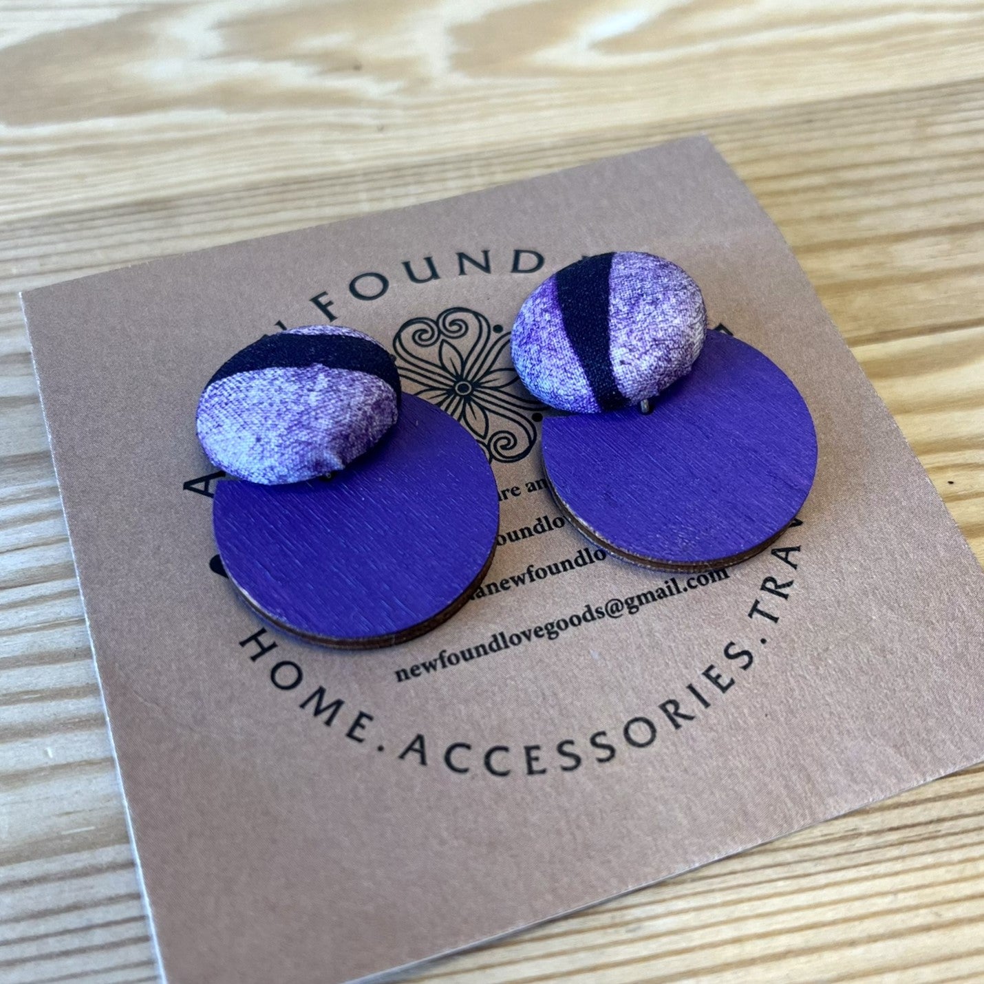 Button & Painted Wood Earrings