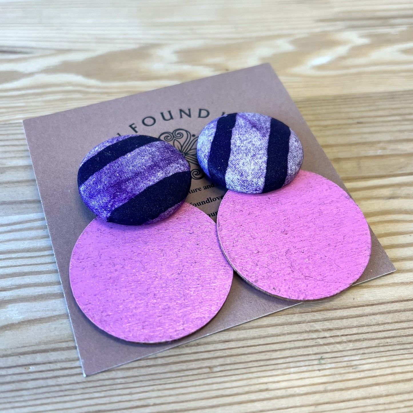 Button & Painted Wood Earrings