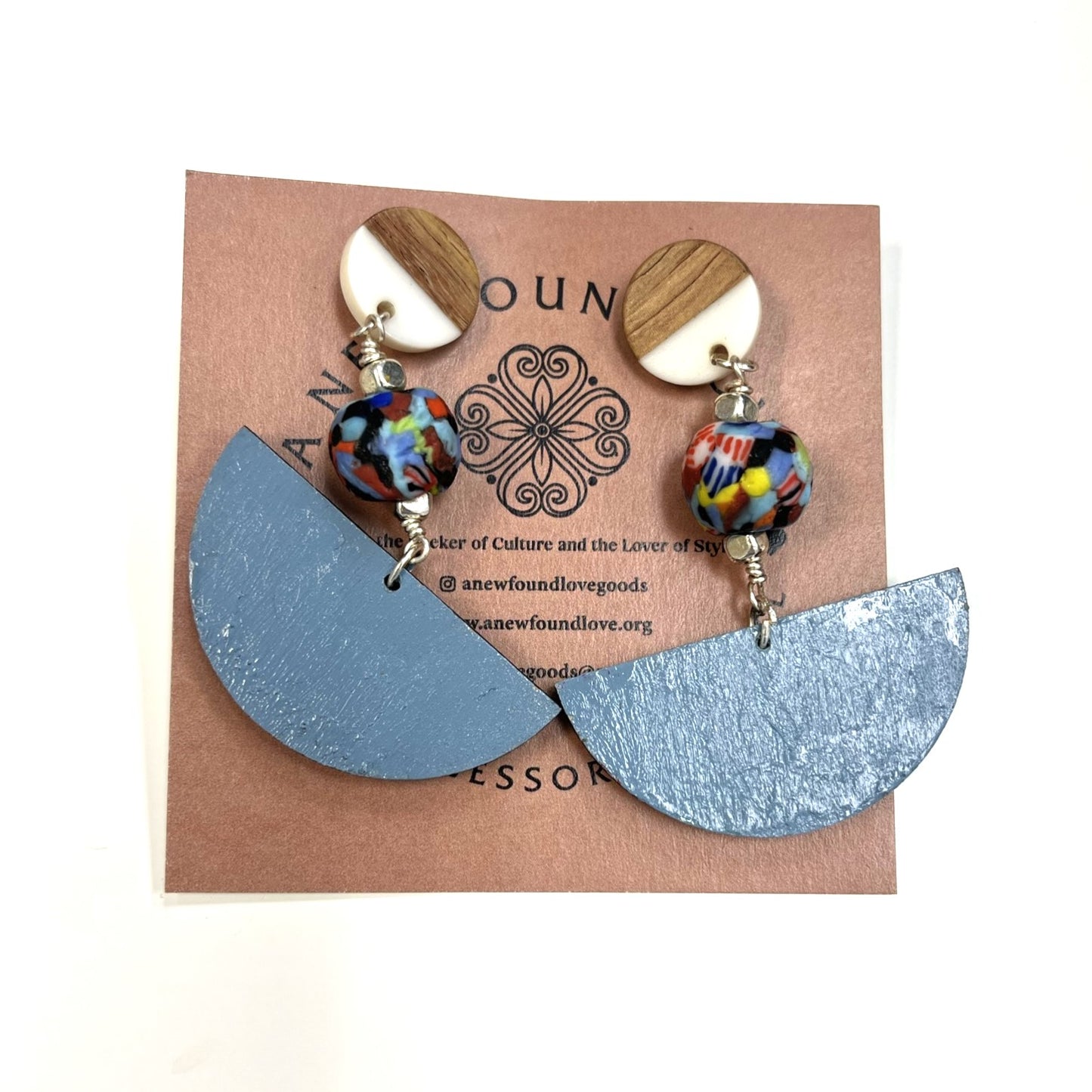 Wood & Bead Earrings