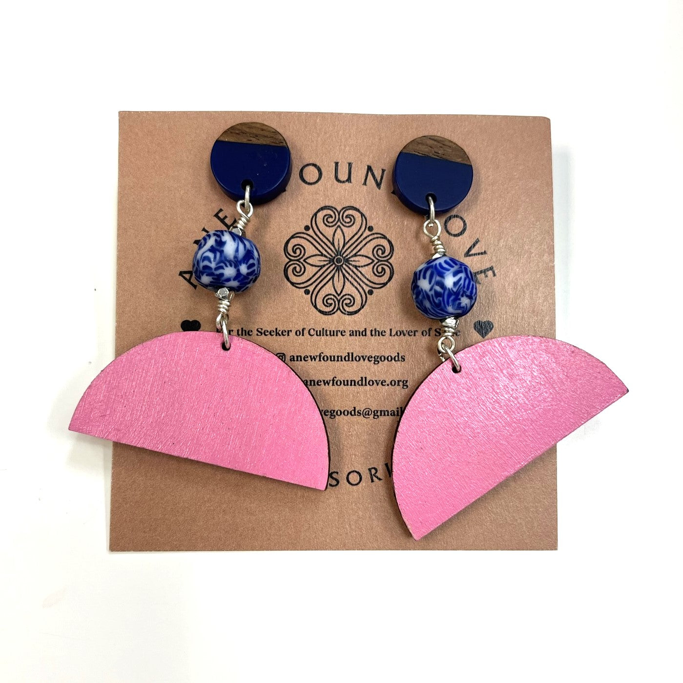 Wood & Bead Earrings