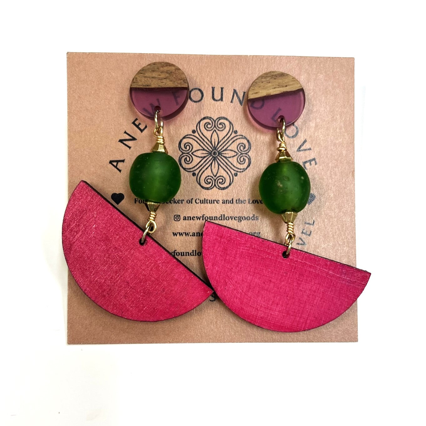 Wood & Bead Earrings