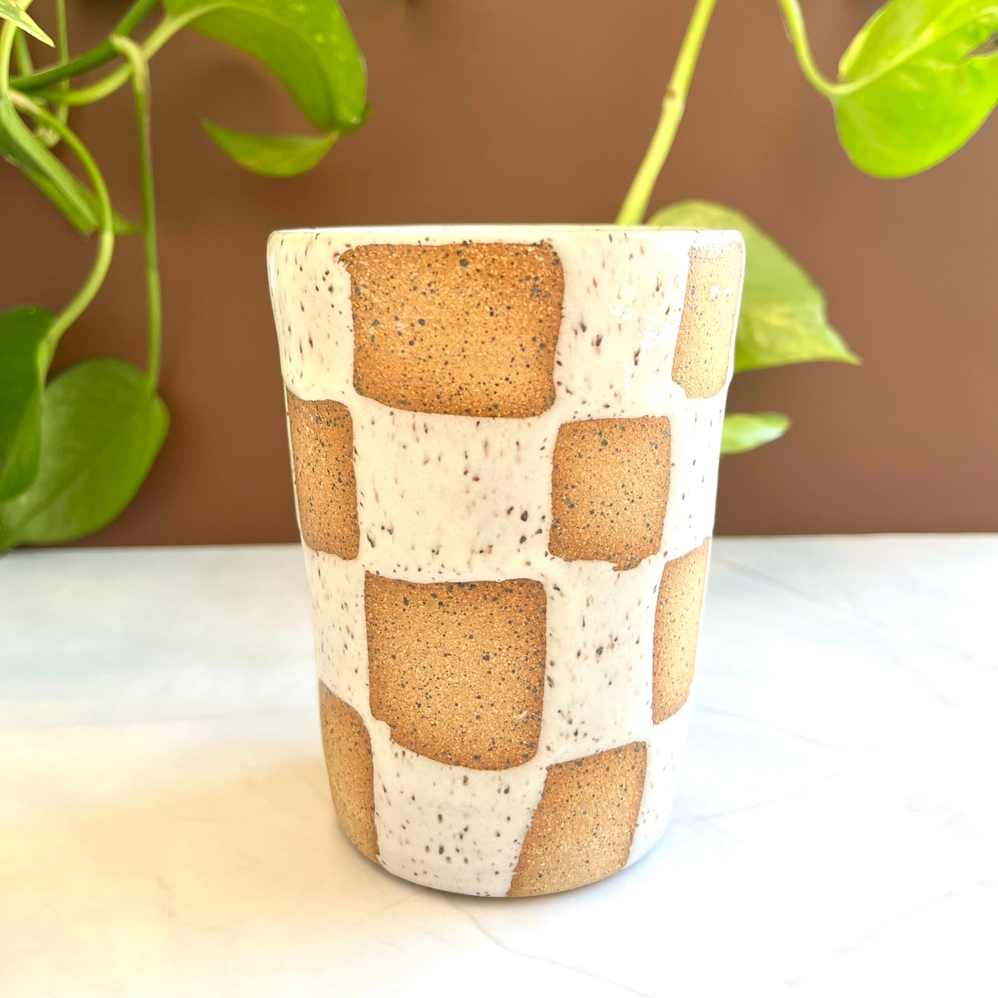 White Checkered Tumbler