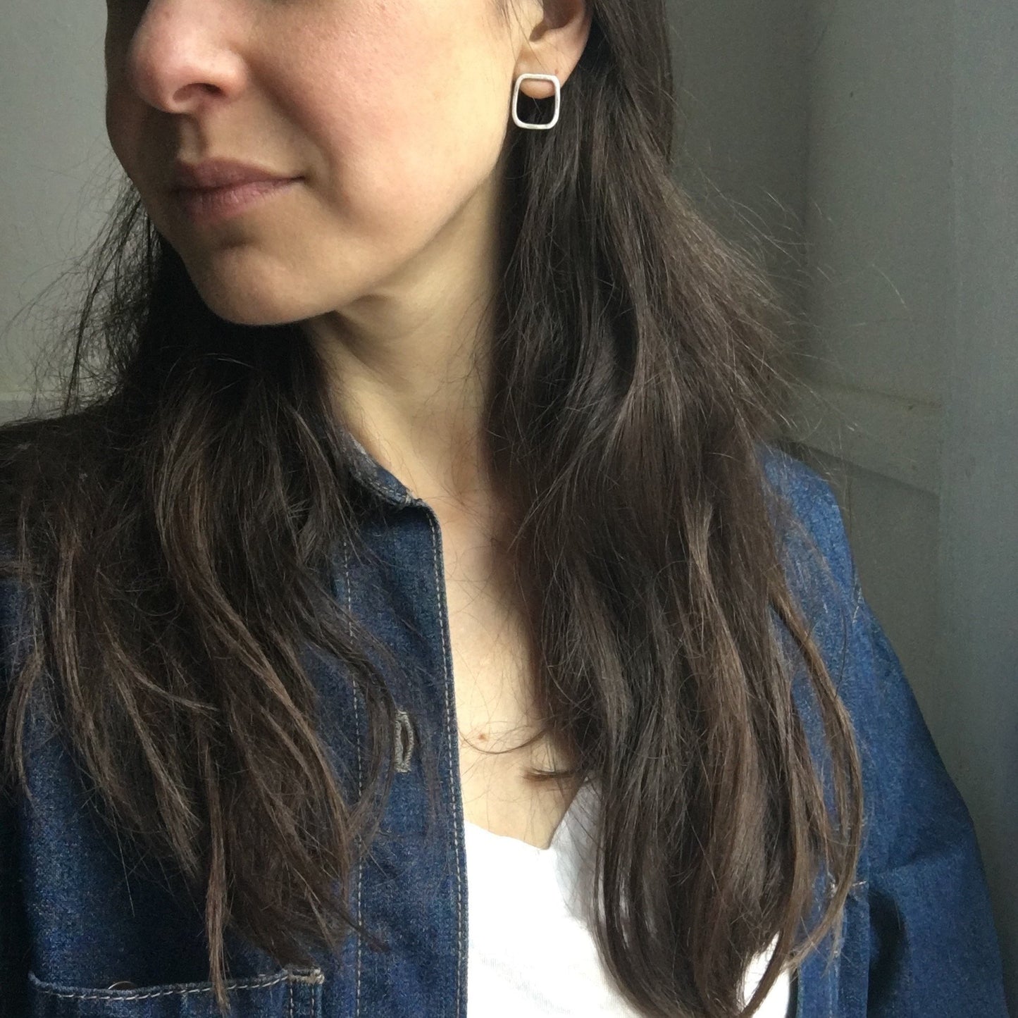 Open Square Stud Earrings