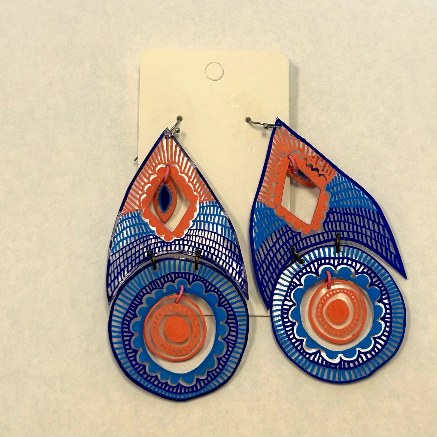 Navy Blue and Peach Tantara Earrings