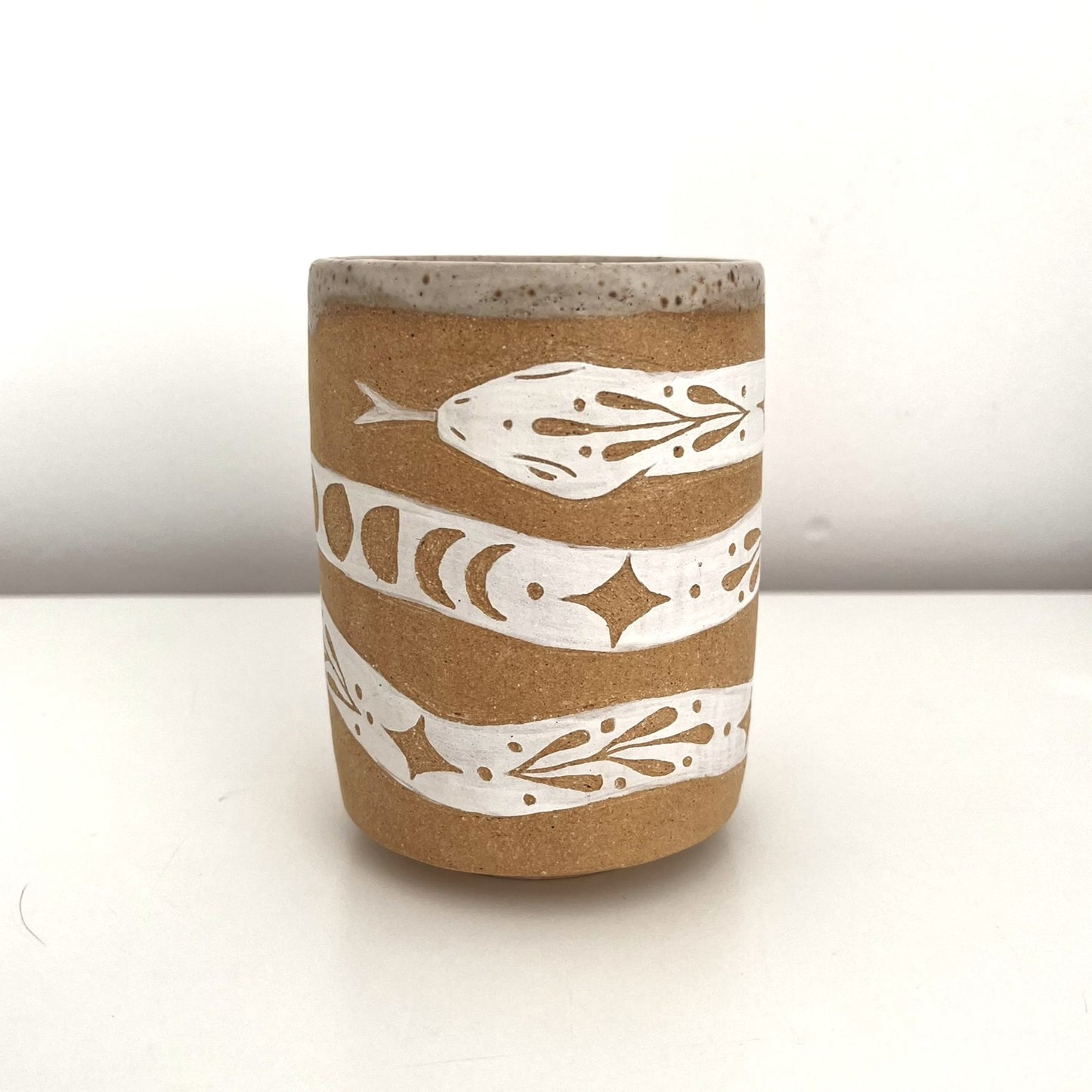 White Sgraffito Tumbler