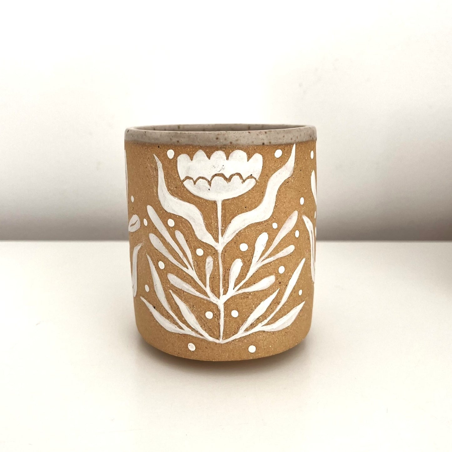 White Sgraffito Tumbler
