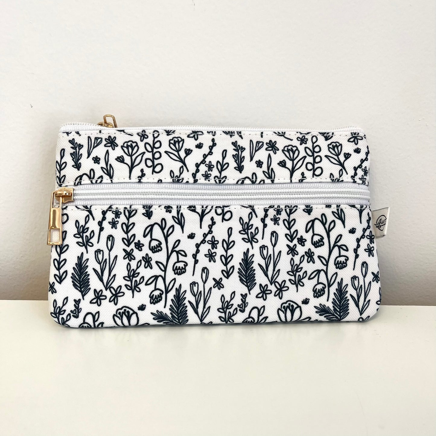 Black and White Floral Pencil Pouch