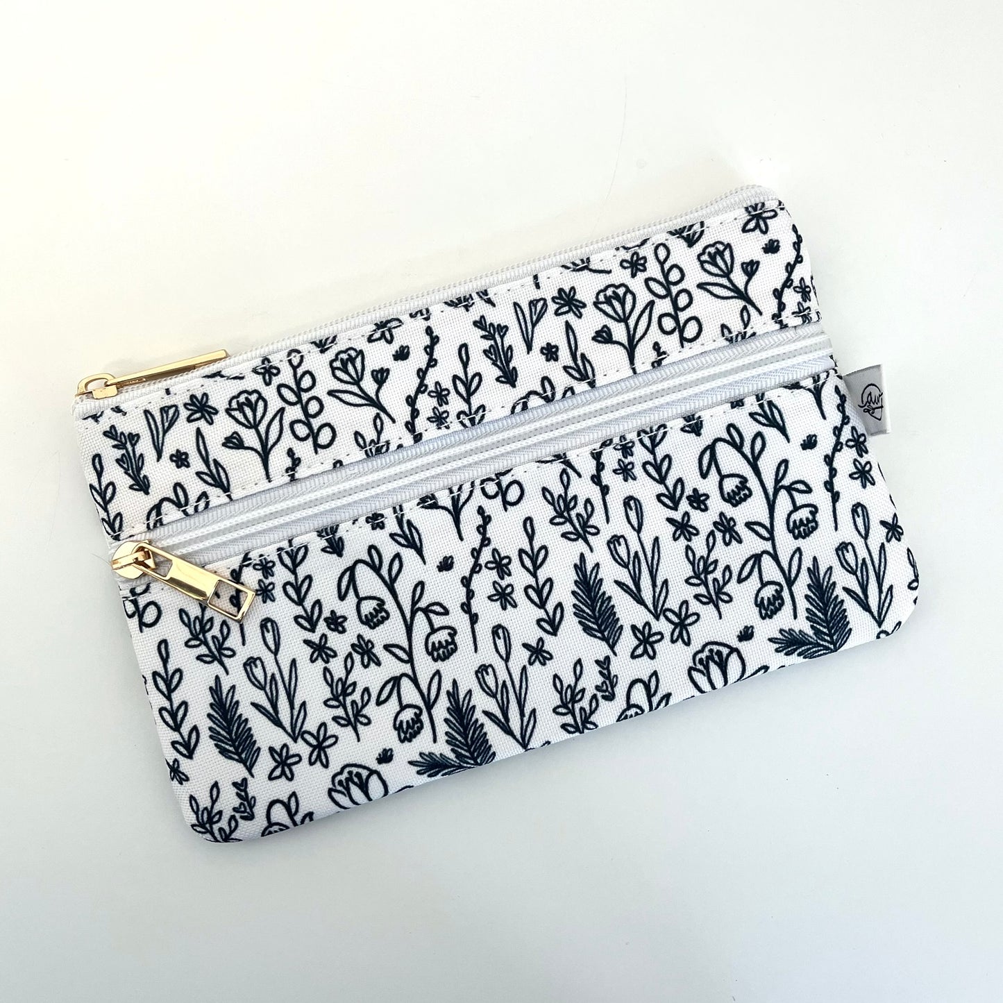 Black and White Floral Pencil Pouch