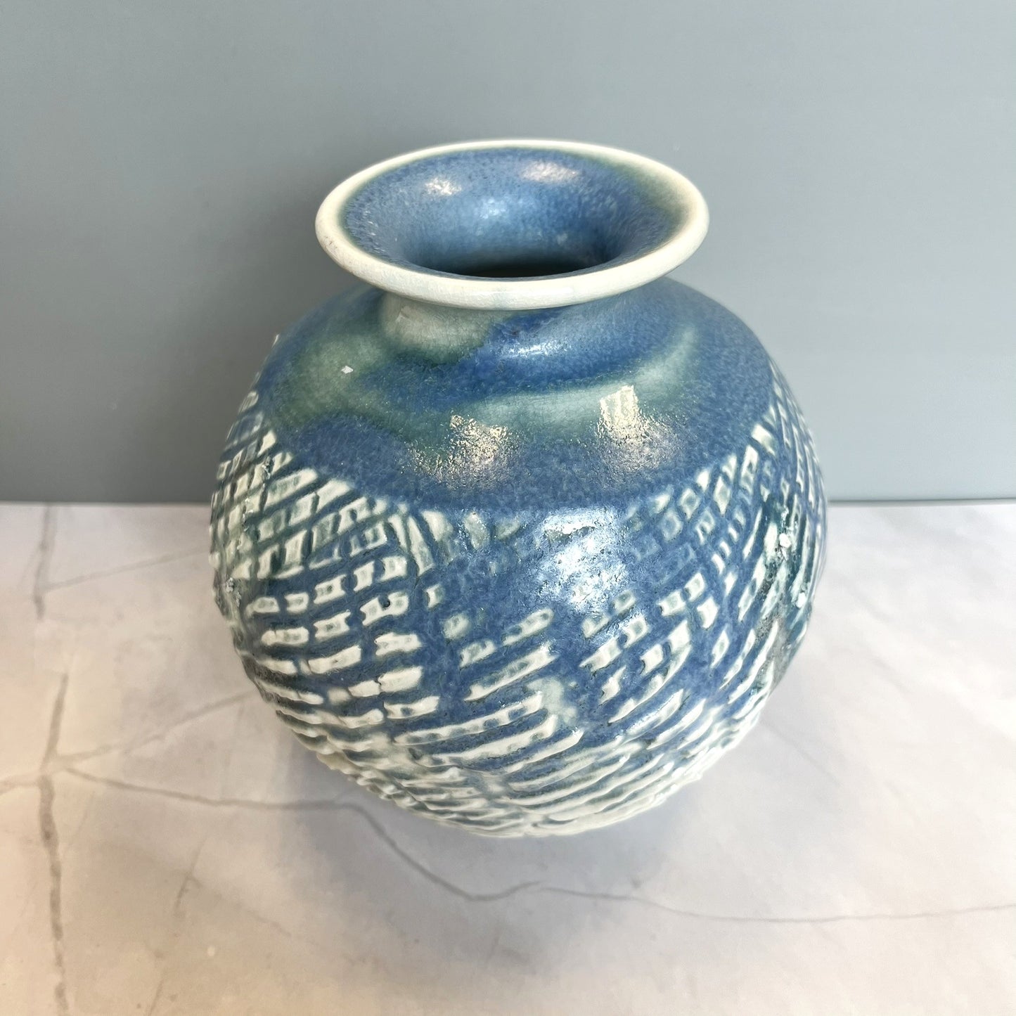Light Blue Textured Vase