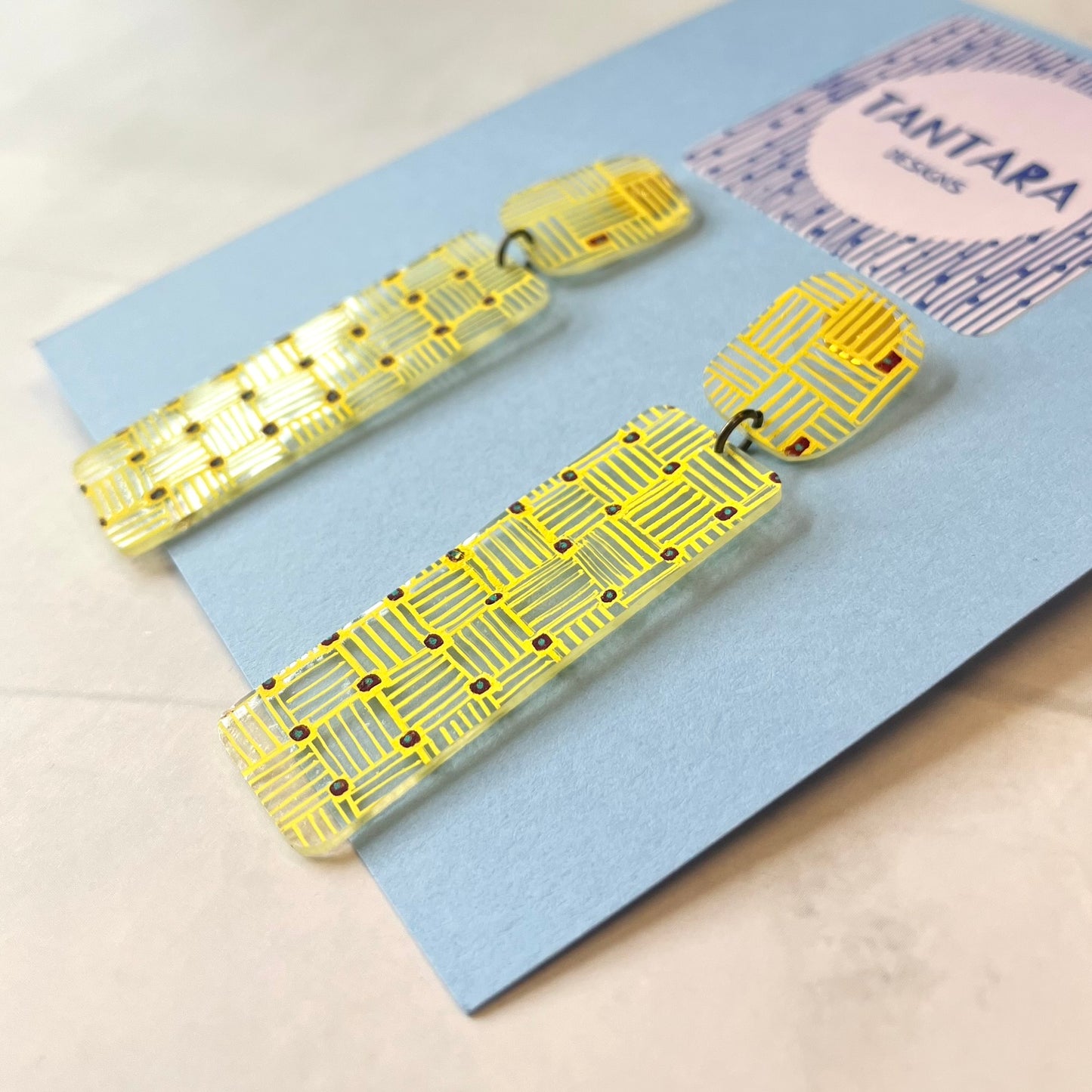 Yellow Geometric Drop Earrings l Tantara Designs