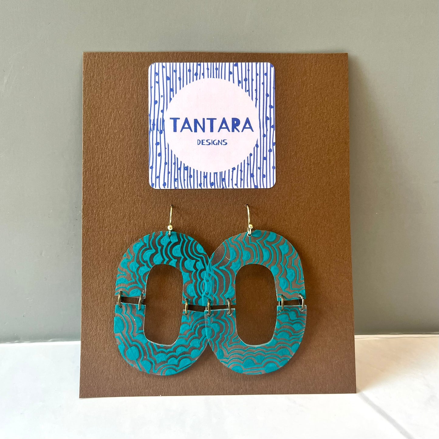 Teal Oval Drop Earrings l Tantara Designs