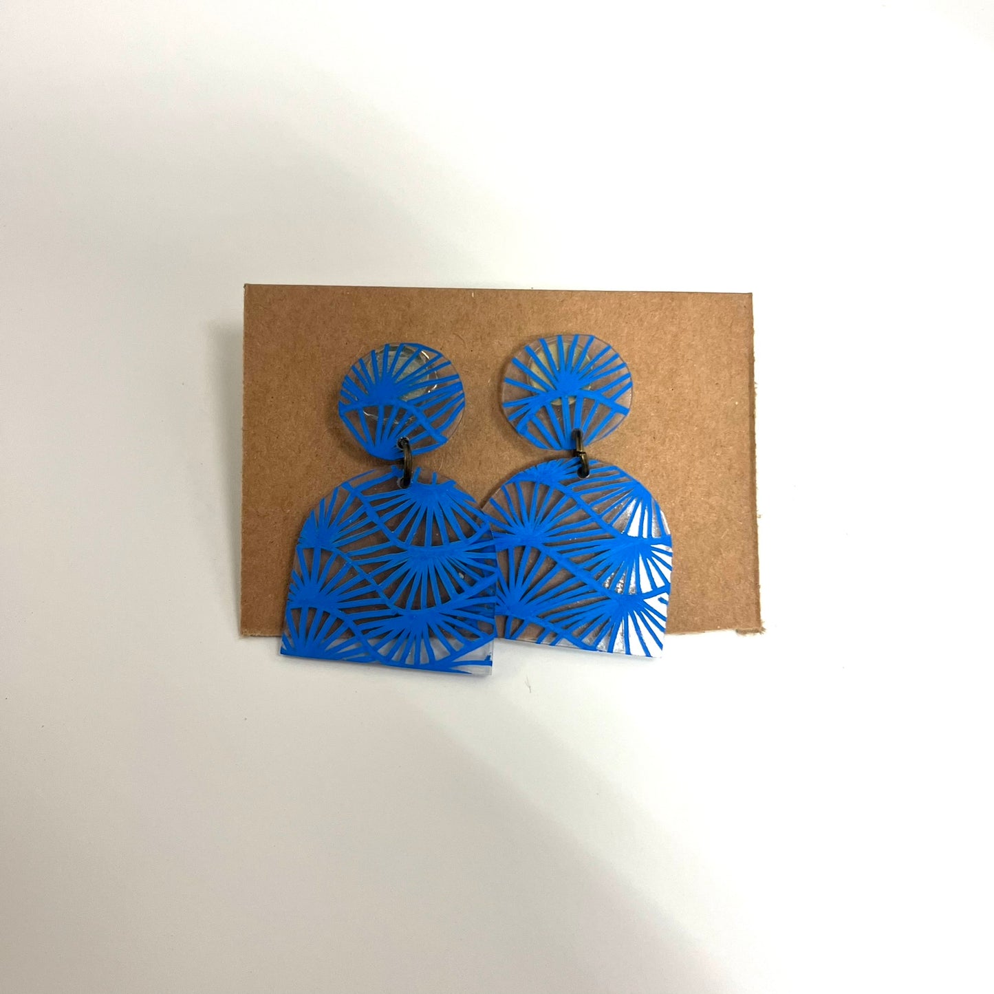 Blue Dot and Arch Geometric Earrings