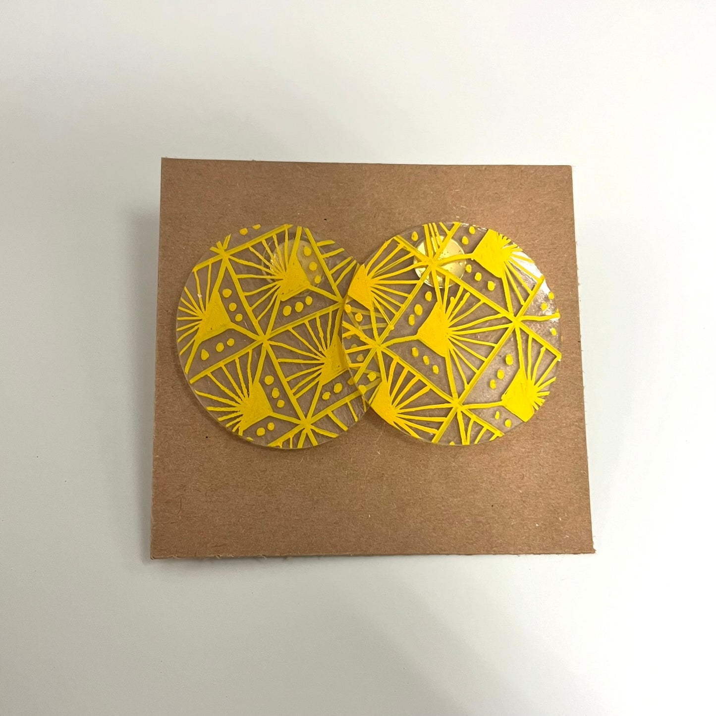Yellow Circle Geometric Stud Earrings