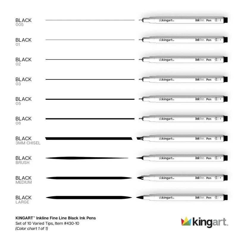 Inkline Pro Fine Line Black Ink Pens (Pack of 10)