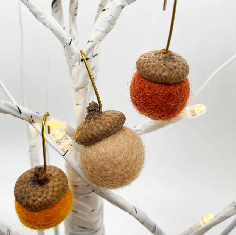 Felted Wool Acorn Ornaments (Set of 8)