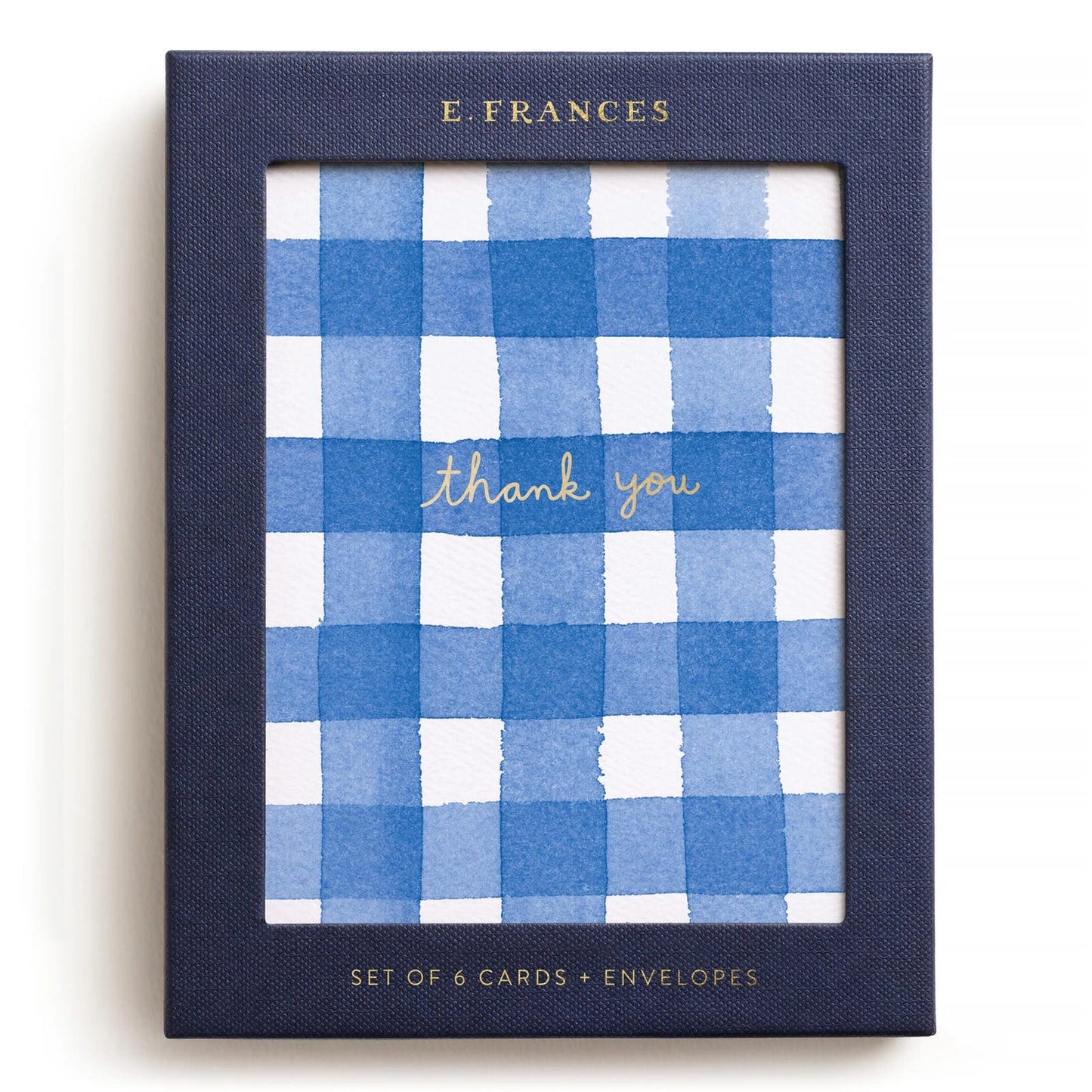 Blue Gingham Thank You Cards (Box of 6)