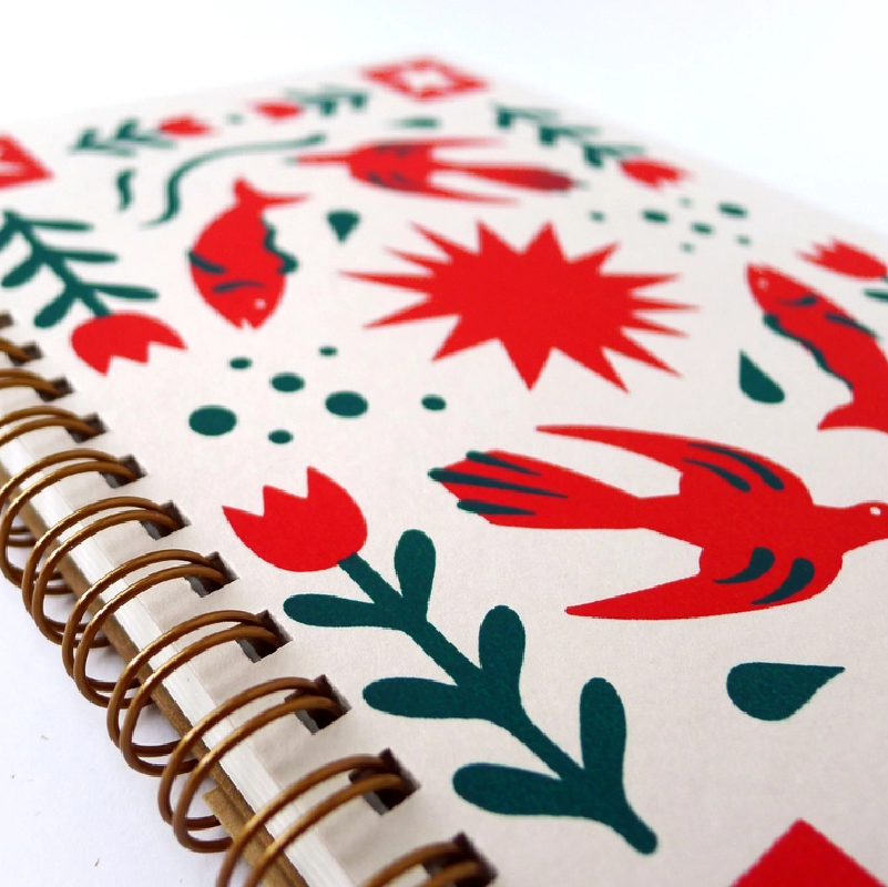 Spiral Notebook - Folk Flower